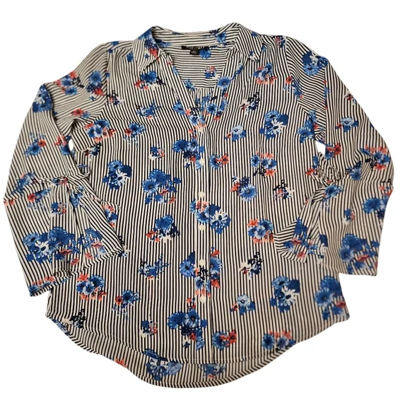 Floral Striped Blouse with Open Bell Sleeves - Picture 7 of 12